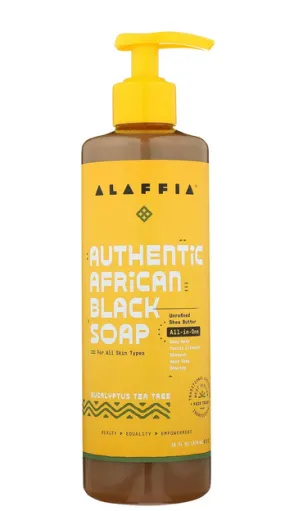 ALAFFIA AUTHENTIC AFRICAN BLACK SOAP W/ EUCALYPTUS & TEA TREE 16OZ
