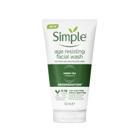 Simple Age Resisting Regeneration Facial Wash Gel with Green Tea & Prebiotics 150ml